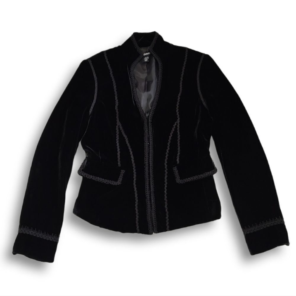 Vintage Goth Edwardian Basque Style Black Velvet Jacket  With Black Trim…